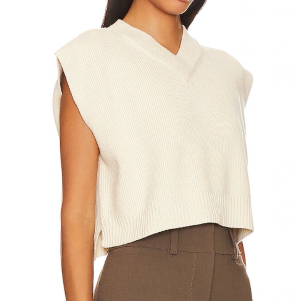 Free People Cream V-Neck “Easy Street” Knit Sweater Vest L
